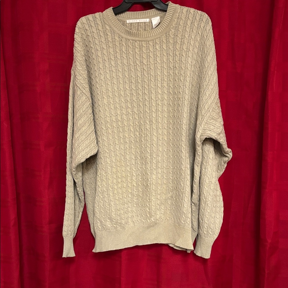 Perry Ellis Men's Light Beige Crewneck Sweater
